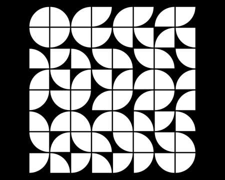 Vintage retro pattern texture with geometric shapes - black and whiteのイラスト素材