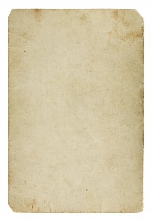 Old blank paper card isolated on white backgroundの写真素材