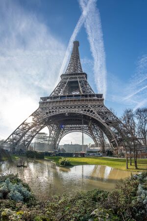 Paris France famous Eiffel Tower view during sunriseの写真素材