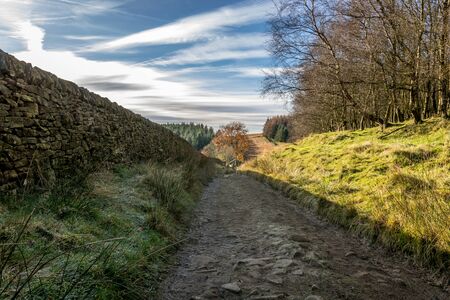 Hill landscape captured with amazing blue skyの写真素材