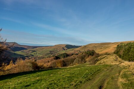 Hill landscape captured with amazing blue skyの写真素材