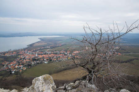 Ruins of a castle in South Moravia lying on the hill of Devin panorama to the castle and its vast surroundingsのeditorial素材