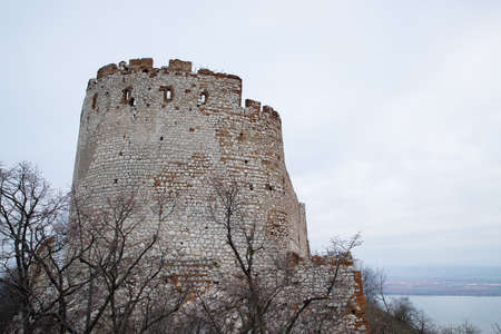 Ruins of a castle in South Moravia lying on the hill of Devin panorama to the castle and its vast surroundingsのeditorial素材
