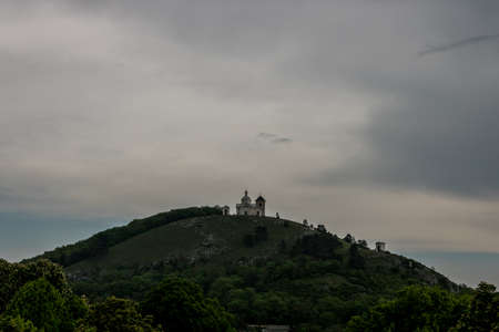 Mikulov hills with nice chapel on topのeditorial素材