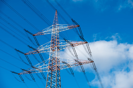 Pylon with blue sky in backgroundの写真素材