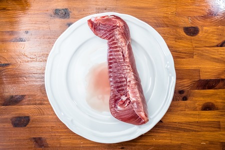 Fresh raw filet on plateの写真素材