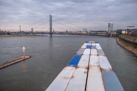 Aerial of a blurred fast moving container shipの写真素材