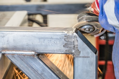 Electric angle grinder cuttingの写真素材