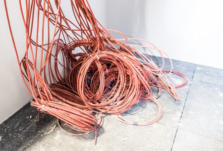 Fire alarm cable chaosの写真素材