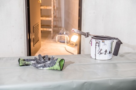 Herne, Germany - February 22, 2017 : Painting stuff is waiting to be usedのeditorial素材