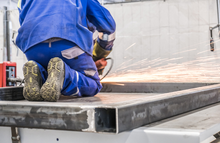 Metal construction worker with blurred motionの写真素材