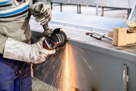 Metal construction worker with blurred motionの写真素材