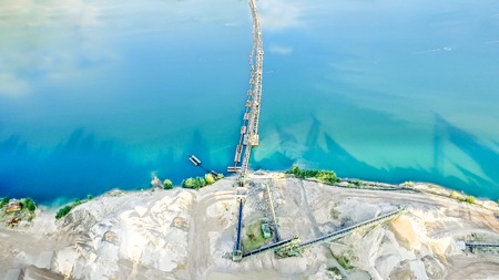 Aerial view of a gravel quarryの写真素材