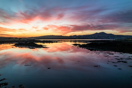 Very dynamic sunset over the Atlanticの写真素材