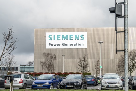 MUELHEIM / GERMANY - MARCH 15 2017: Siemens Power Generation building under the cloudsのeditorial素材