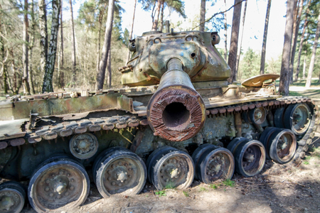 Battle tank in moorの写真素材