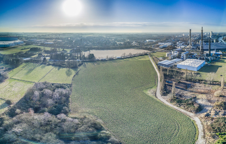 Krefeld, Germany - March 29 2017 : GoodMills Deutschland GmbH is Europes biggest mill and moving the company from cologne to this aerial bought today from Compoのeditorial素材