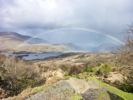 Rainbow above the famous Ladies View, Ring of Kerryの写真素材