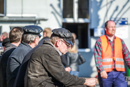 Bochum / Germany - April 18 2015 : Worker observing the activities at the railway main stationのeditorial素材