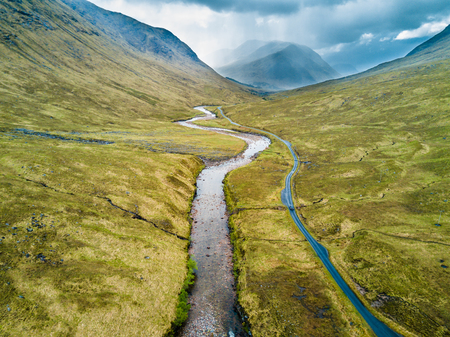 Aerial view of Glen Etiveの写真素材