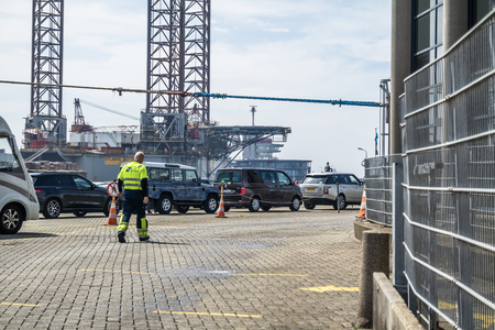 Ijmuiden / Netherland - May 12 2017 : Worker getting the ferry ready for the passengersのeditorial素材