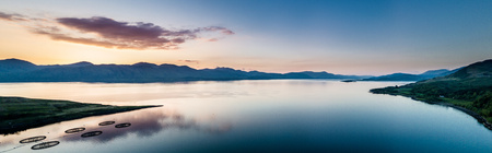 Aerial view of coast by Appin with views over Shuna Island and Arnamurchan