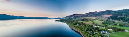 Aerial view of coast by Appin with views over Shuna Island and Arnamurchanの写真素材