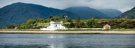 Onich, Lochaber / Scotland - May 26 2017 : The Corran ferry is connection Ardnamurchan with Lochaber, aerialのeditorial素材