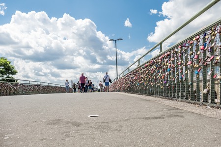 Hamburg / Germany - July 14, 2017: Thousands of love locks clamping at the bridge to the St. Pauli piersのeditorial素材