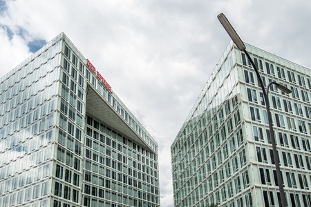 Hamburg / Germany - July 14, 2017: Der Spiegel magazine office in Hamburg is located close to the...