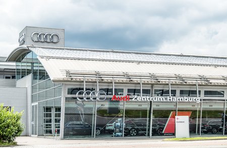 Bremen / Germany - July 15, 2017: Audi is selling cars in the city of Hamburgのeditorial素材