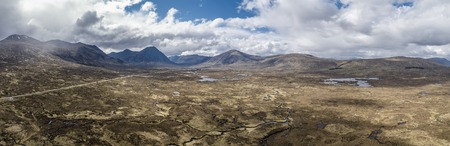 Aerial view of the amazing landscape of Rannoch Moor towards Buachaillie Etive Morの写真素材