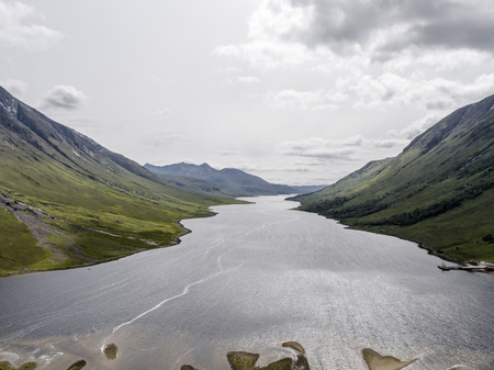 Aerial view of the paradisal landscape of Glen Etive