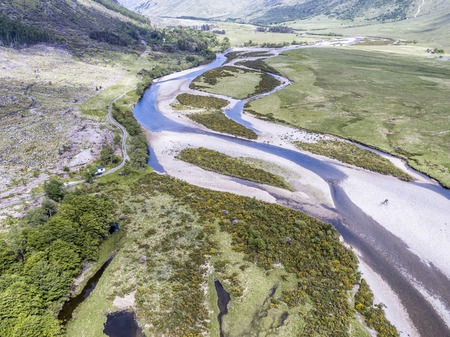 Aerial view of the paradisal landscape of Glen Etiveの写真素材