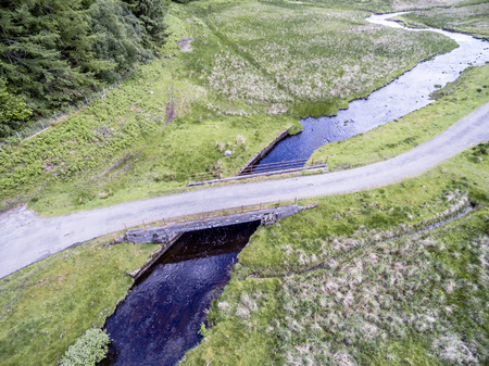 Aerial view of the bridge between Oban and Taynuilt next to the river Nell, Argyll