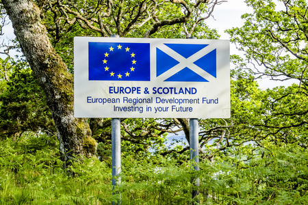 Ardnamurchan / Scotland - May 26 2017 : Europe & Scotland, European Regional Development Foundのeditorial素材