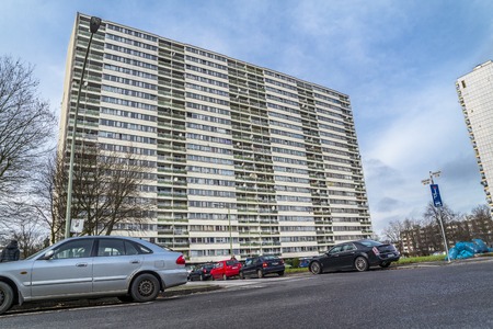 Duisburg / Germany - January 26 2018 : The rotten skyscraper in Duisburg-Hochheide will be blown up in 2018のeditorial素材