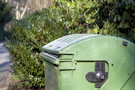 Garbage container in the park of the city cemetryの写真素材