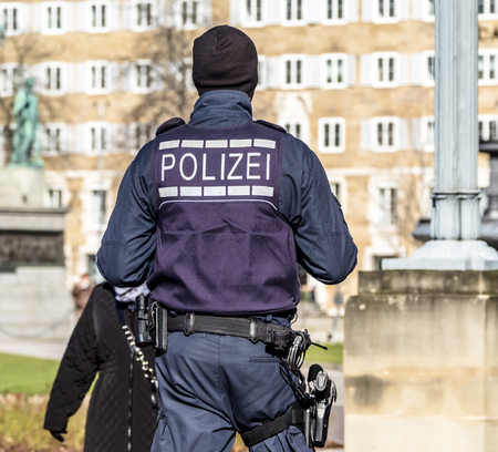 German Federal police officer protecting the cityの写真素材