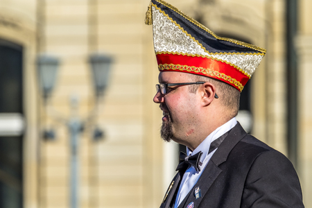 Stuttgart , Germany - February 19 2018 : Smiling man on Shrove Tuesday during the carnival seasonのeditorial素材