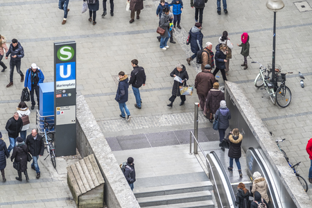 Munich / Germany - February 15 2018: The subway is directly connected to the Marienplatzのeditorial素材