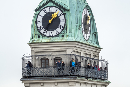 Munich / Germany - February 15 2018 : People gathering on the platform of St. Peter churchのeditorial素材