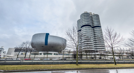 Munich / Germany - February 15 2018 : The BMW headquarters are located in the city of Munichのeditorial素材