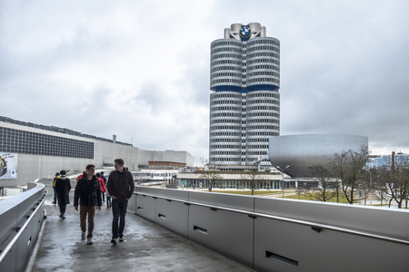 Munich / Germany - February 15 2018 : The BMW headquarters are located in the city of Munichのeditorial素材