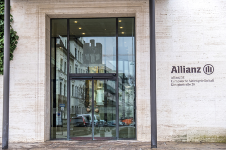 Munich / Germany - February 16 2018: The Allianz headquarters are located in the city of Munich, Germanyのeditorial素材
