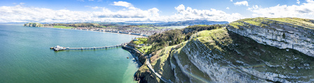 Aerial view of Llandudno with pier in Wales - United Kingdomの写真素材