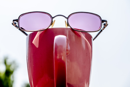 Summer concept of sunglasses ready to wear.の写真素材