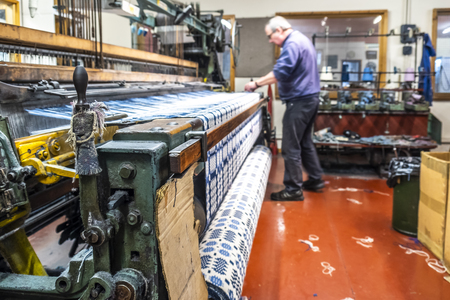 Trefriw / Wales - April 24 2018 : Tradtional woolen mill production in Wales - United Kingdomのeditorial素材