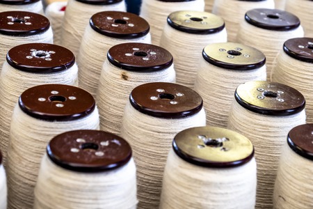 Traditional wool reels of the british waving and textile industryの写真素材