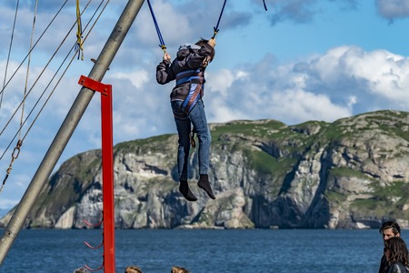 Llandudno / Wales - April 23 2018 : Folks enjoying the Pier at the seaside resort of Llandudno, North Wales, United Kingdomのeditorial素材